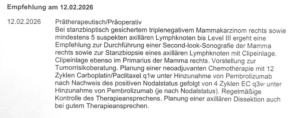 Ergebnis der Tumorkonferenz 2